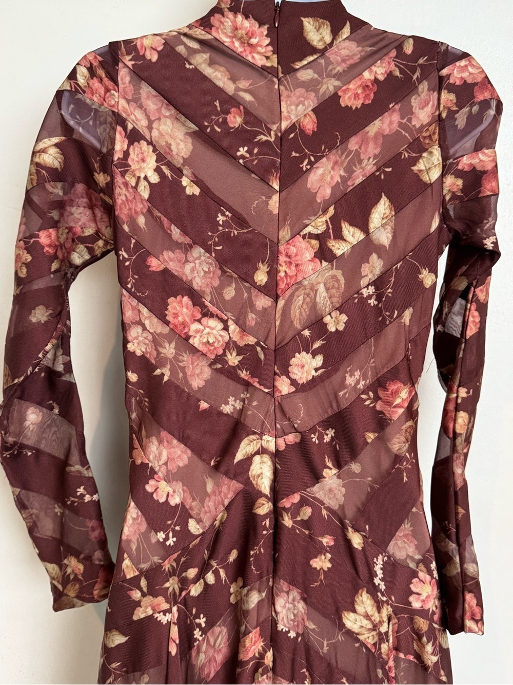Zimmermann X Barneys New York, Burgundy Floral Long-Sleeve V-Neck Maxi Dress - Picture 12 of 15